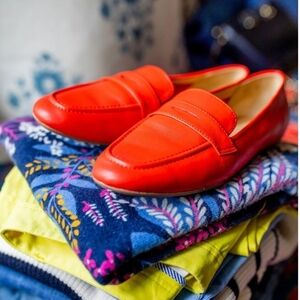 Talbots Jessie Red Nappa Leather Classic Penny Loafer Moc Toe Slip-on Flats 9.5